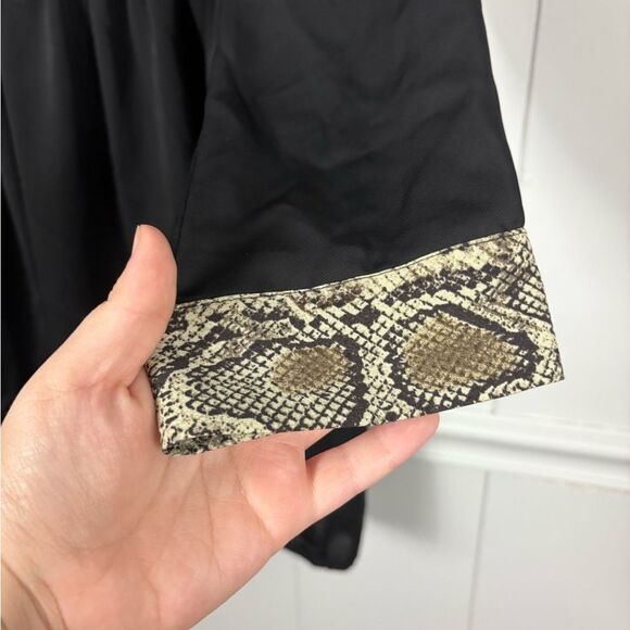 Zara Basic Black Python Snake Trim Mini Dress Size Medium Animal Print Goth - Picture 7 of 15